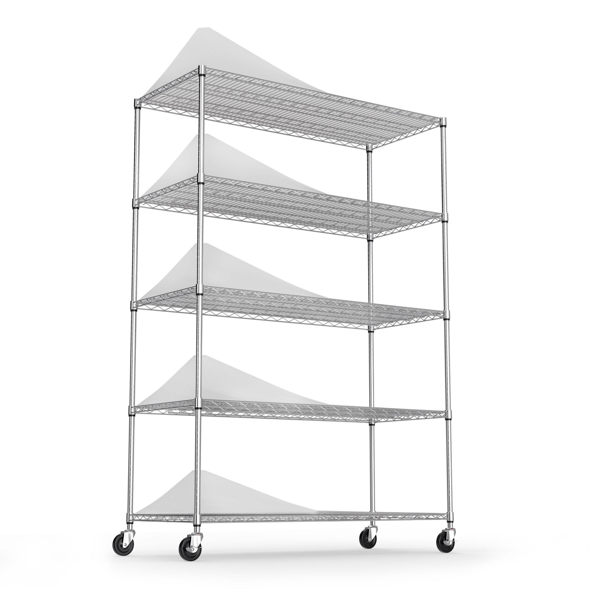 Chrome tier wire shelving unit with wheels for commercial storage