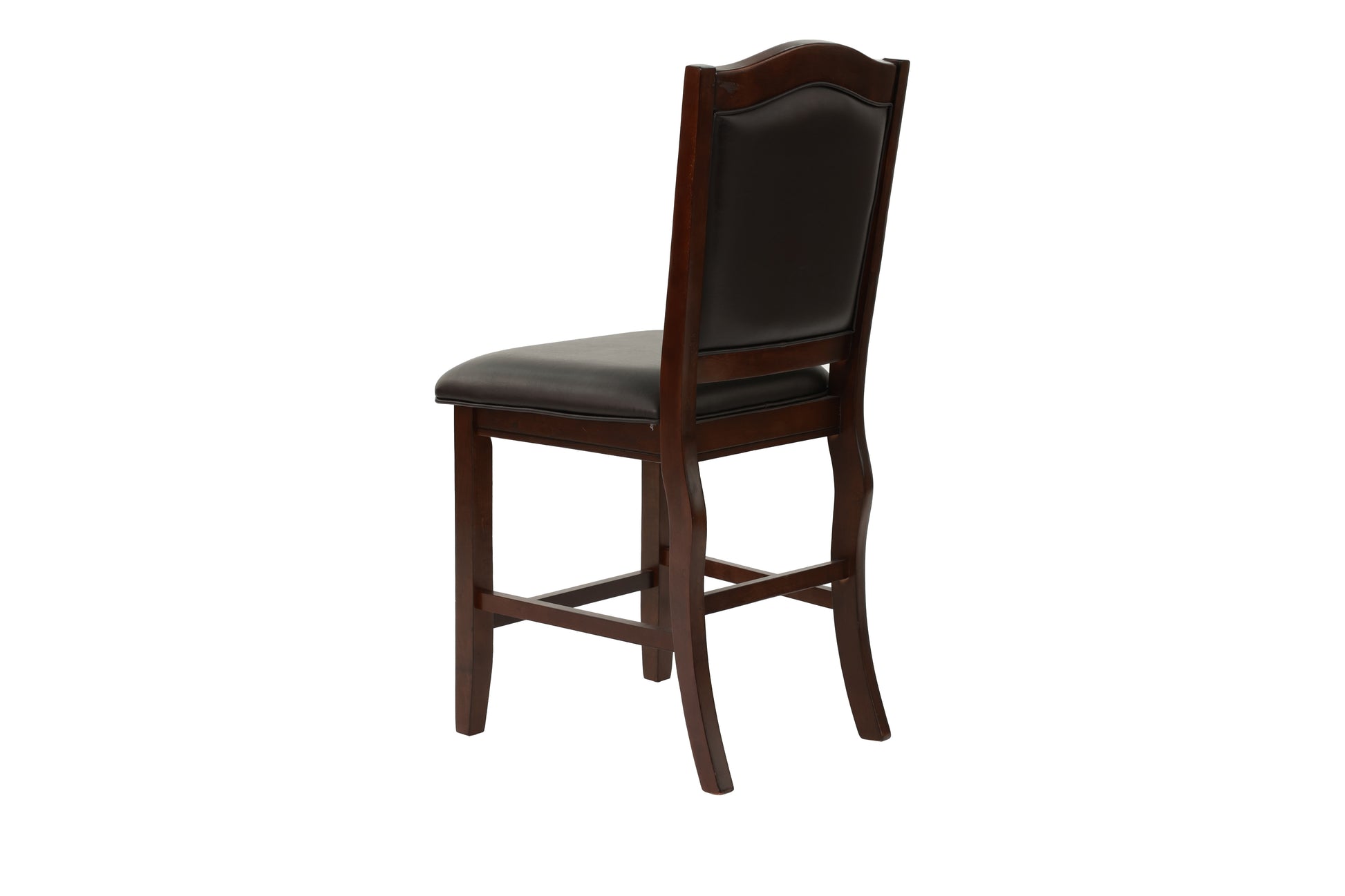 Dark brown wood and leather bar stool