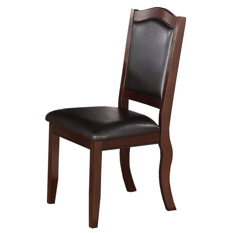 Elegant brown dining chair with dark upholstered seat and back
