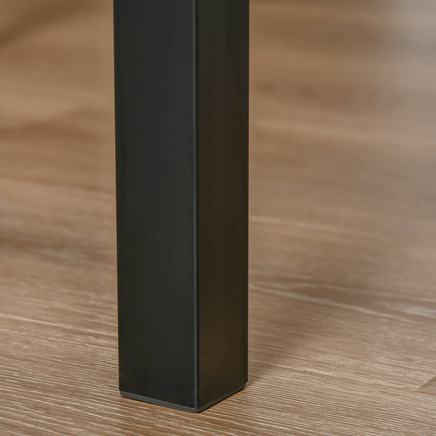 Black metal square table leg with floor protector