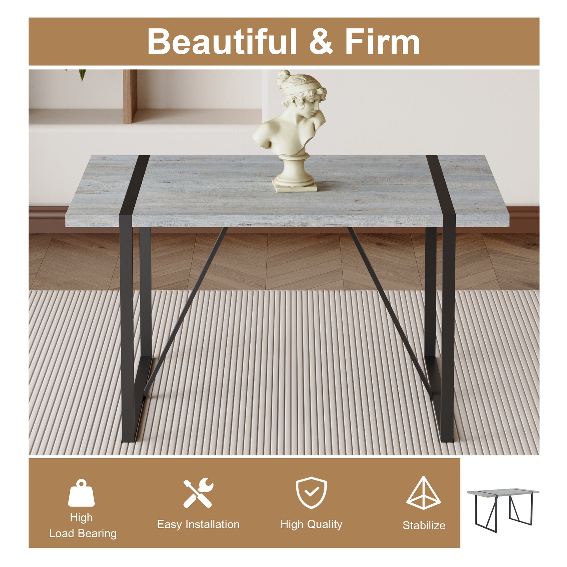 Rustic gray wood top desk with black metal legs