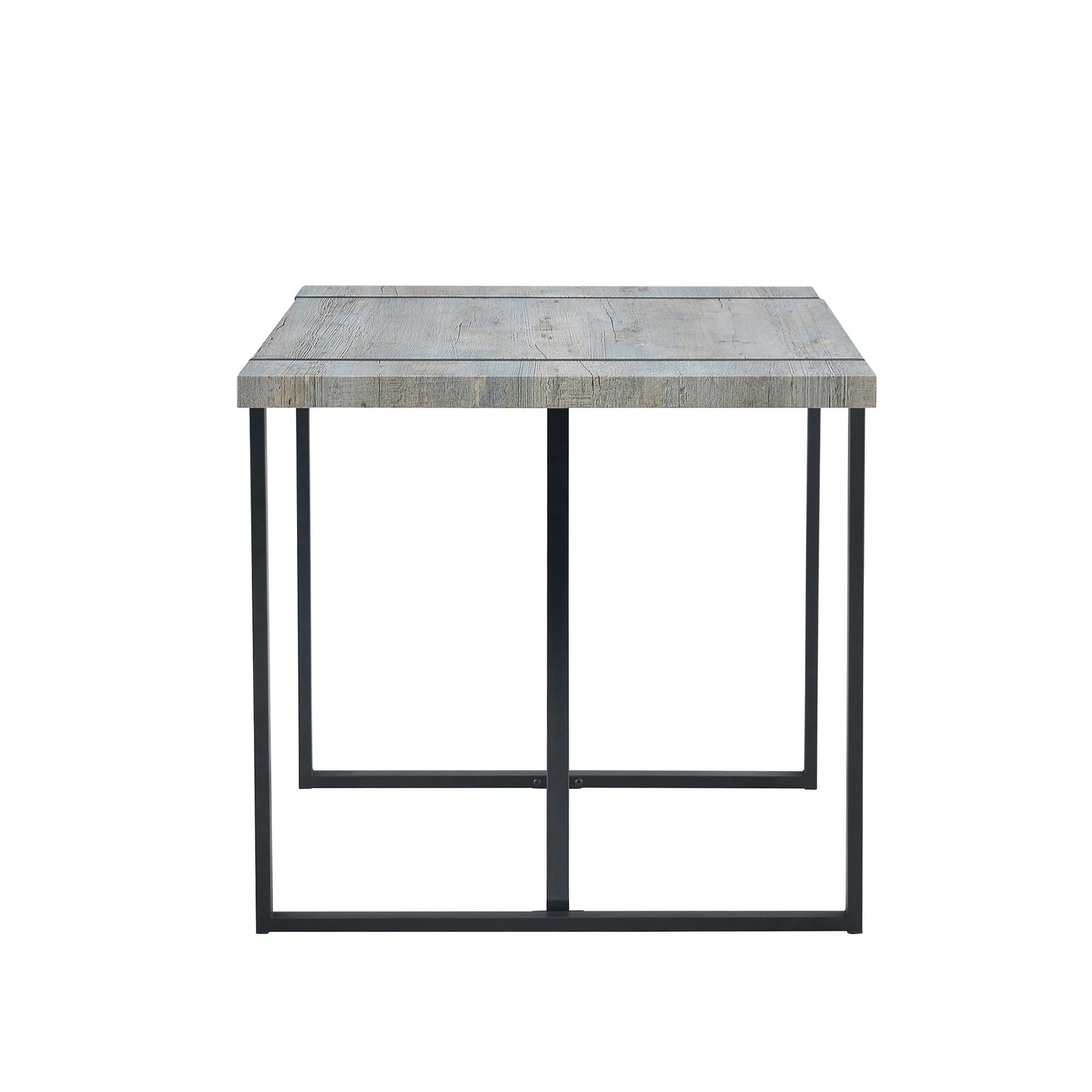 Rustic wood top square coffee table with black metal frame