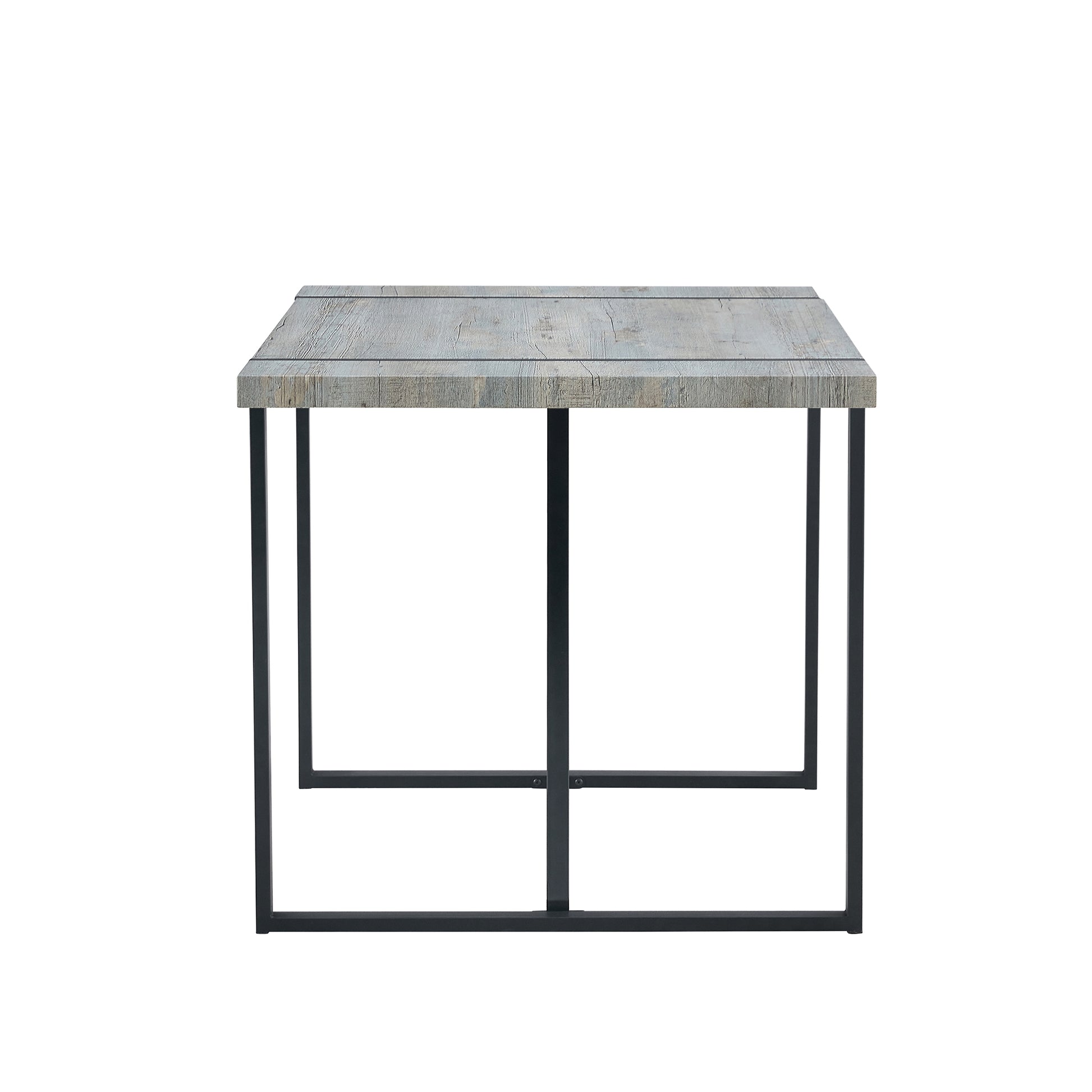 Rustic wood top square coffee table with black metal frame