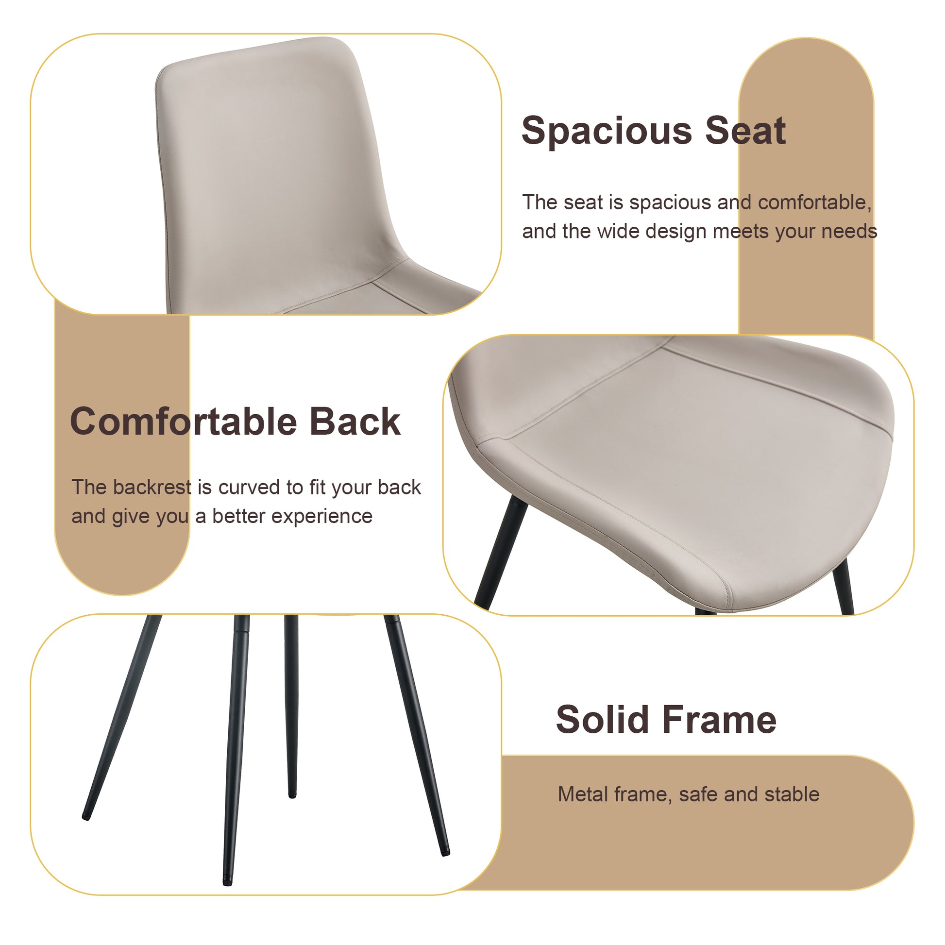 Light grey faux leather dining chair with a spacious seat