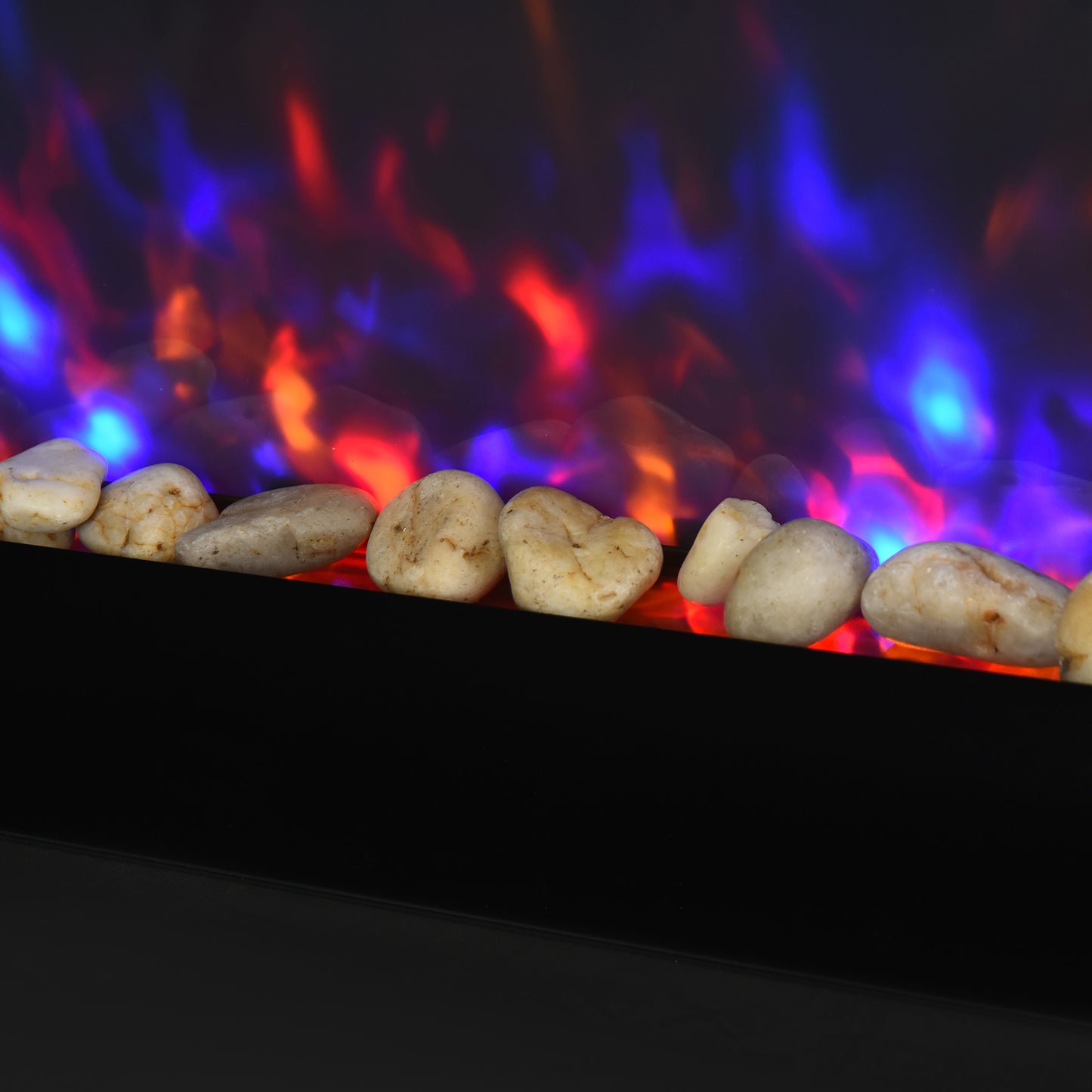 Realistic electric fireplace logs with blue and red flame effect