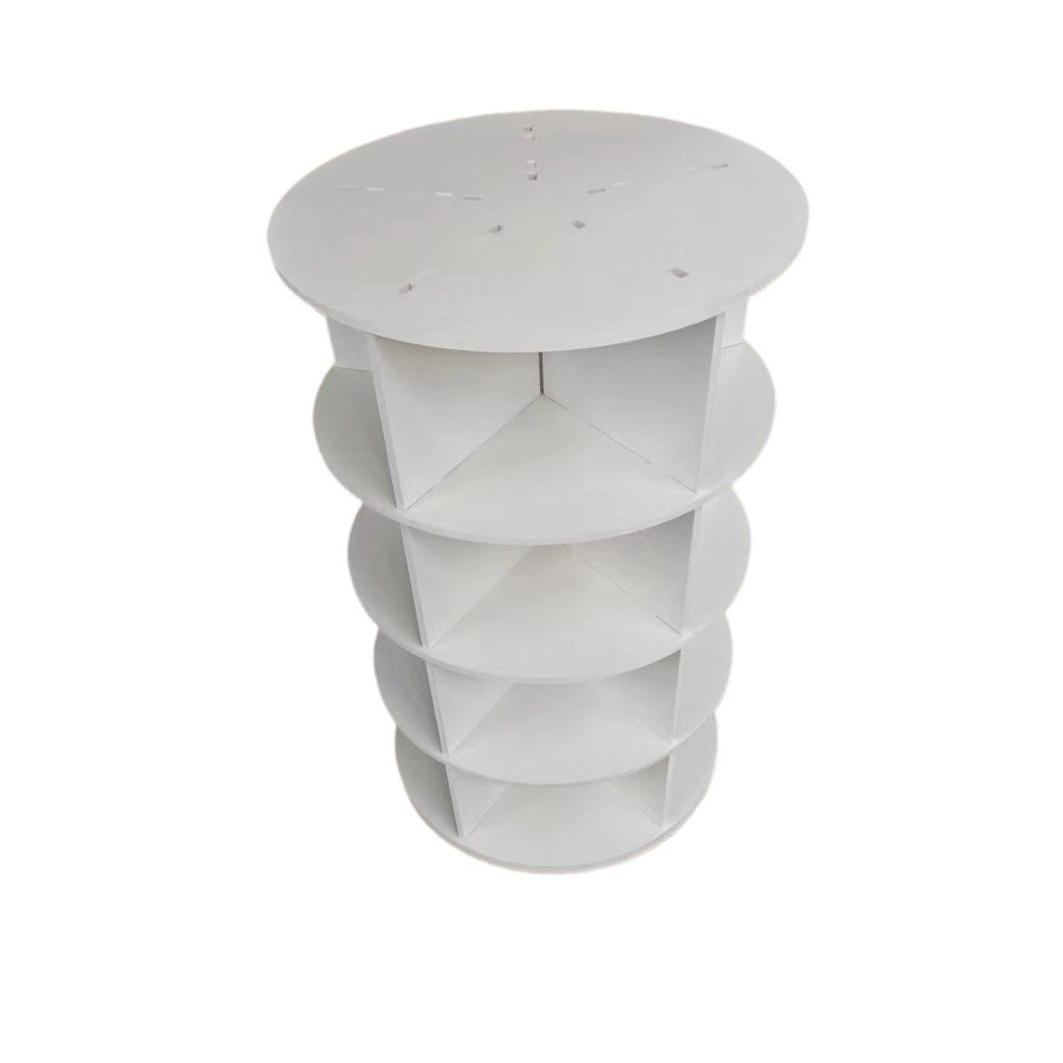 White tiered rotating display stand
