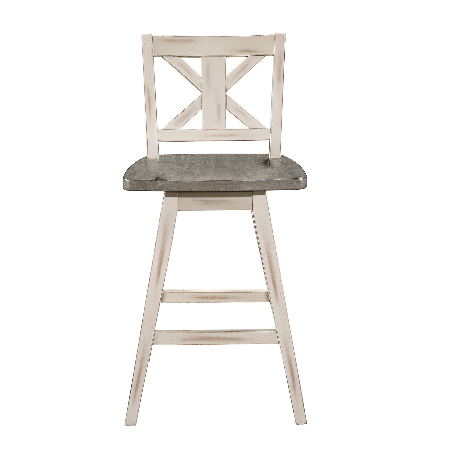 TREATLIFE HOME Counter Height Swivel Chairs Set of 2 X-Back in White and Gray Design