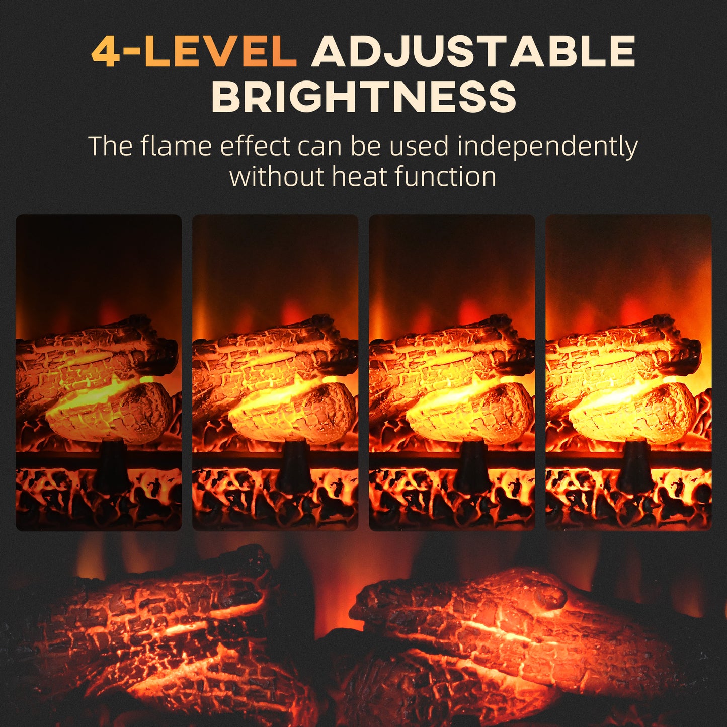 Realistic electric fireplace logs with level adjustable brightness