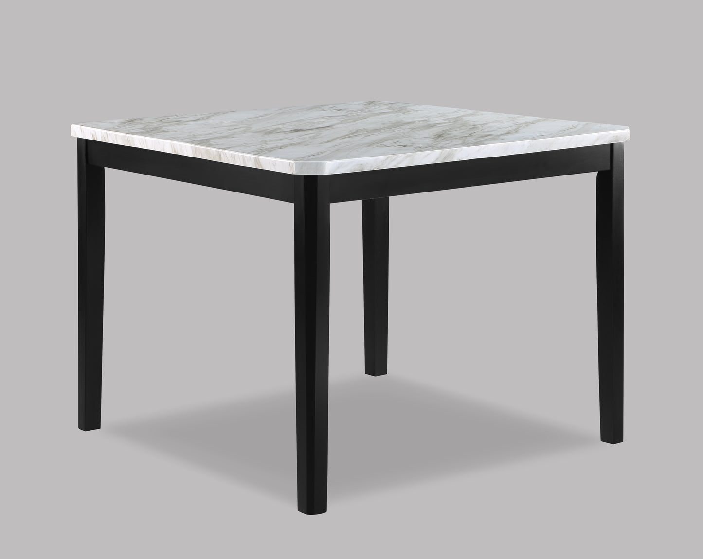 Square marble top dining table with black legs