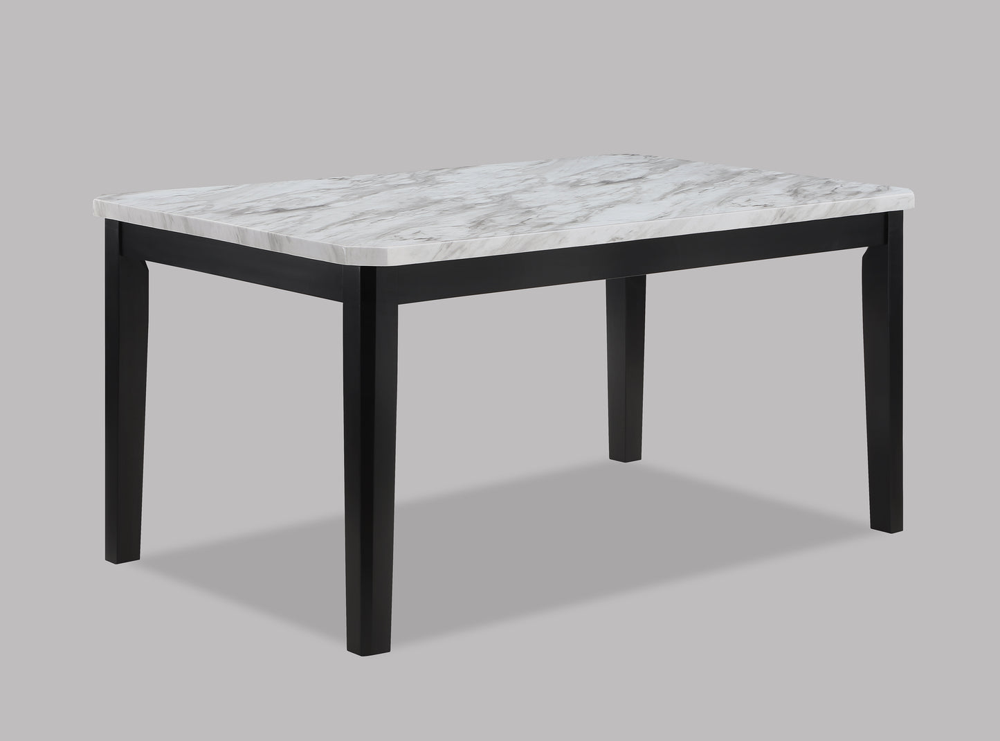 Modern rectangular dining table with marblelook top and black wooden legs