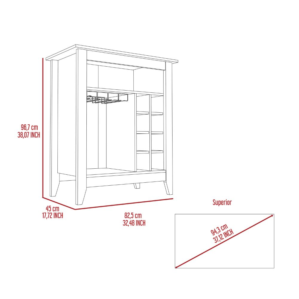 Modern bar cabinet blueprint with wine rack and hanging space