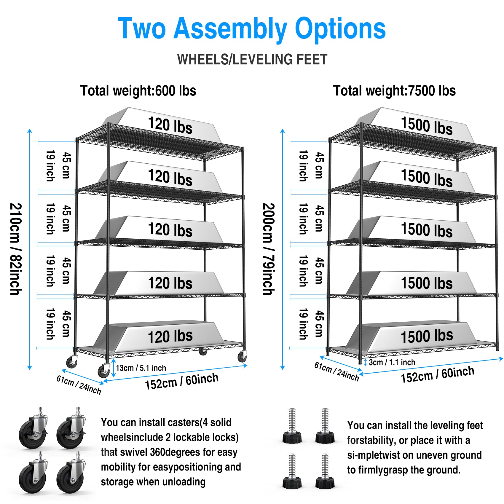 tier wire shelving unit with  lbs capacity per shelf  lbs total weight