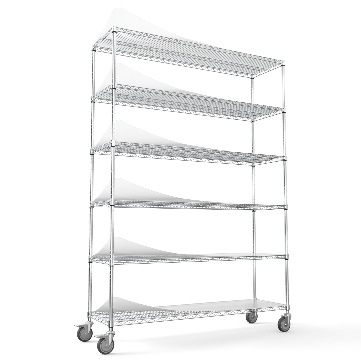 Heavy duty chrome wire shelving unit with  tiers and casters