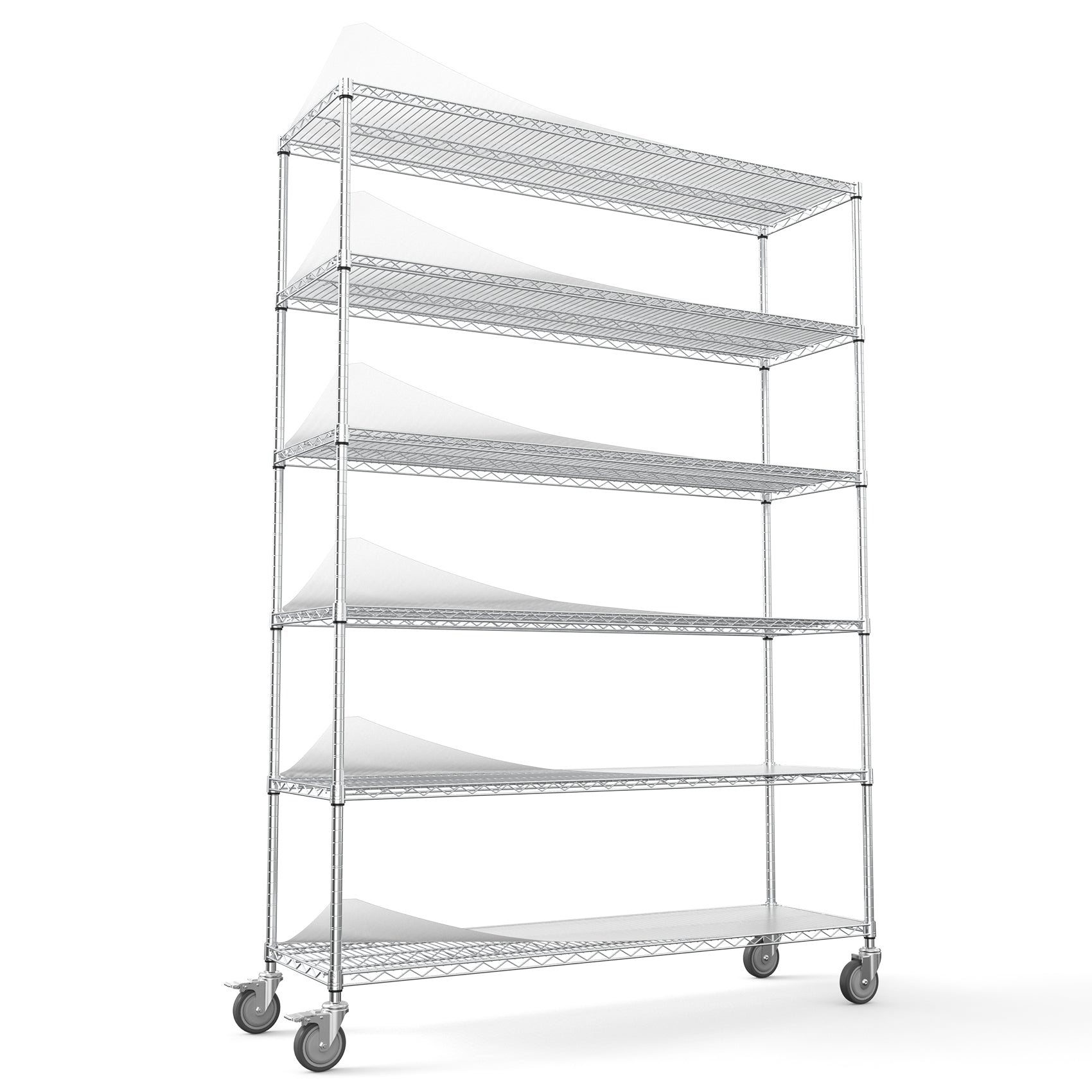 Heavy duty chrome wire shelving unit with  tiers and casters