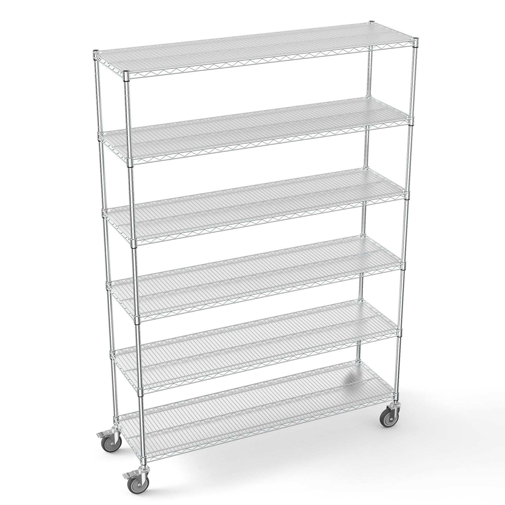 Chrome wire shelving unit with  tiers and caster wheels