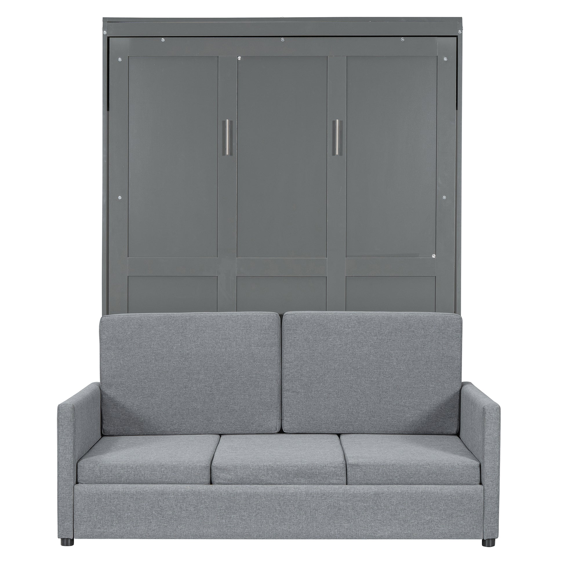 Gray murphy bed with sofa
