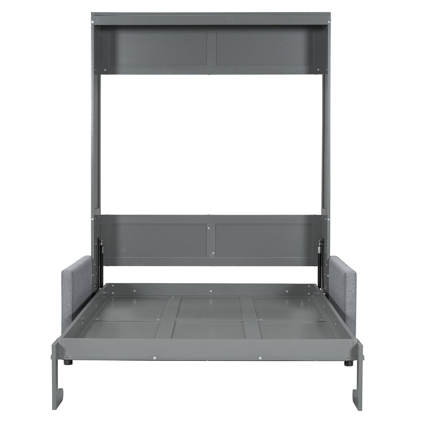 Gray Murphy bed frame with upholstered headboard