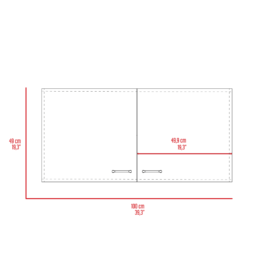 Blueprint of a cm wide doubledoor wall cabinet