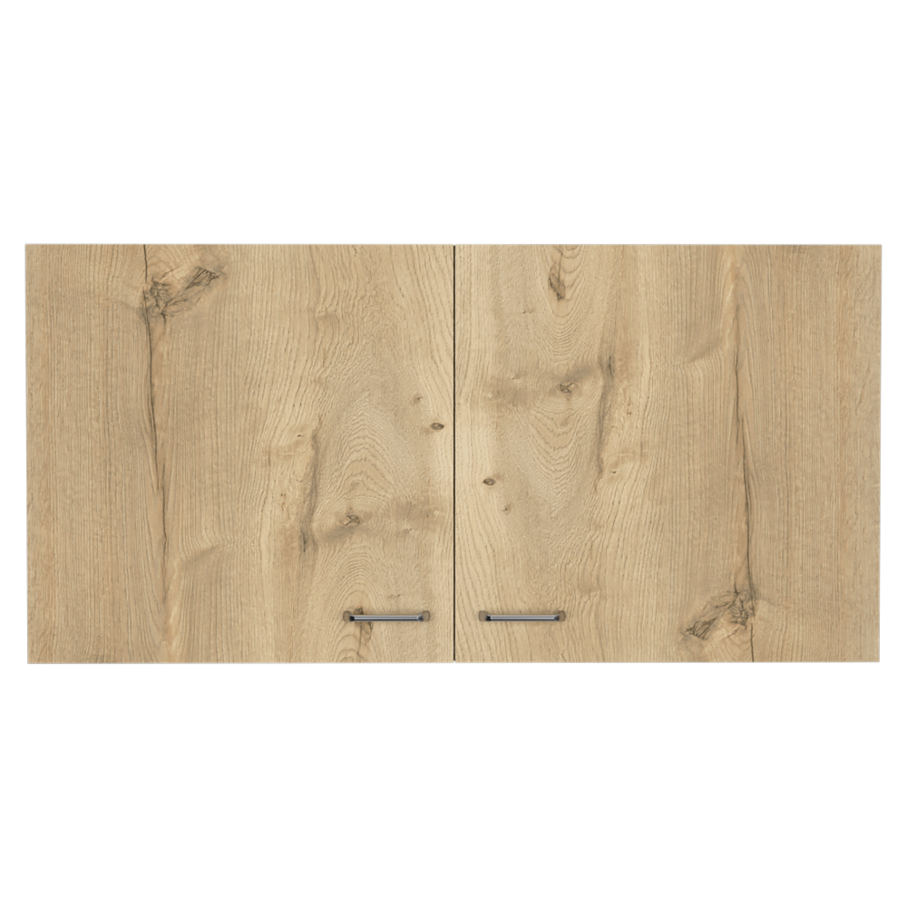 Light oak cabinet doors with modern silver handles