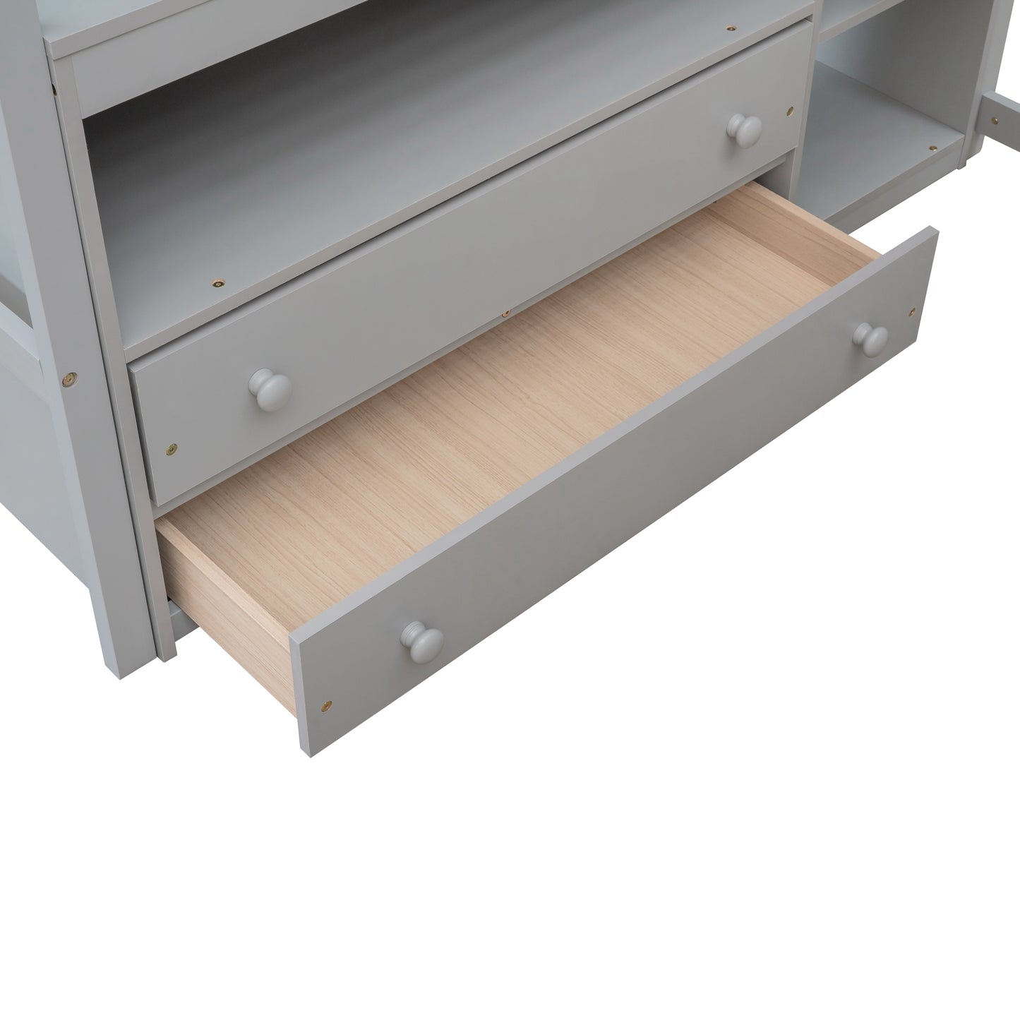 Gray wooden dresser drawer