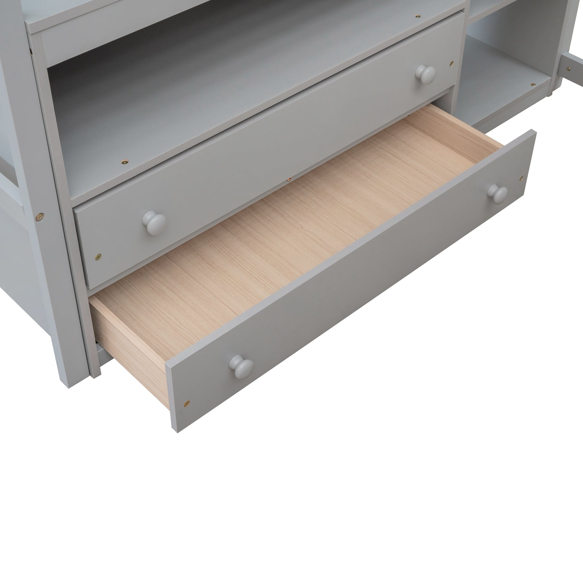 Gray wooden dresser drawer