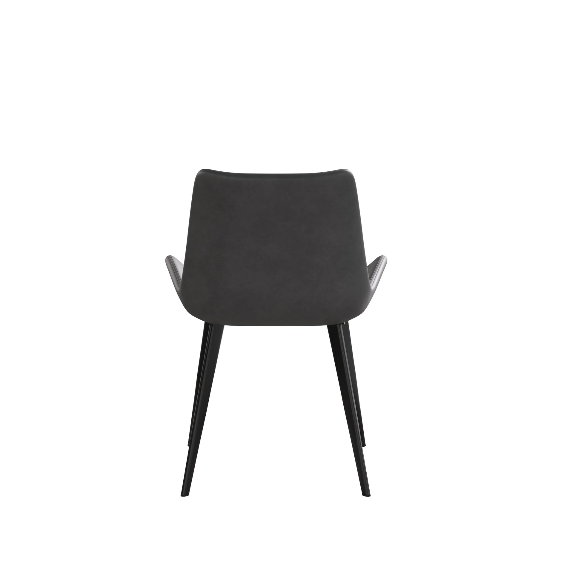 Modern black dining chair with upholstered seat and black metal legs