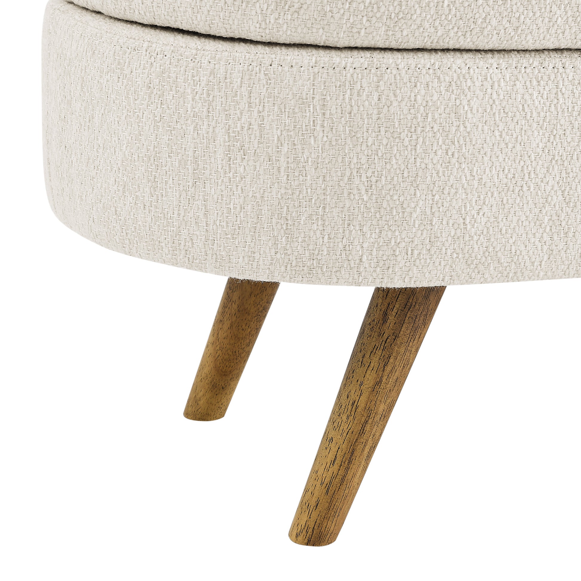 Cream textured ottoman with tapered wooden legs