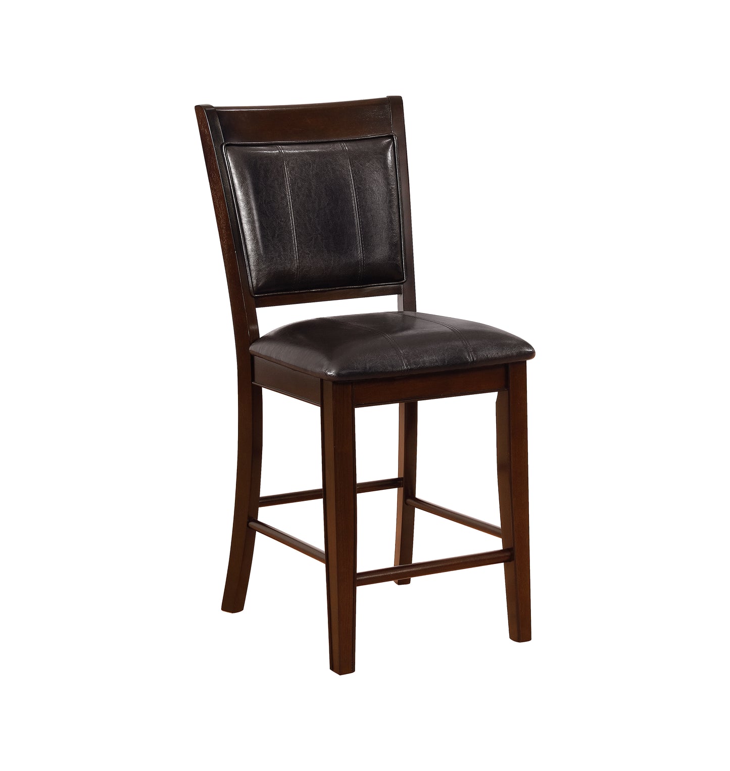TREATLIFE HOME Farmhouse Style 2pc Dark Brown Espresso PU Counter Height Chair Set, Upholstered Seats with Footrest for Dining Room