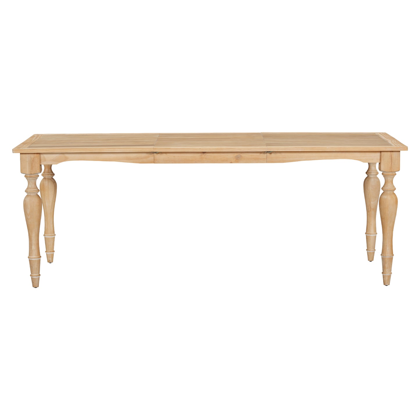 Light wood dining table with carved legs