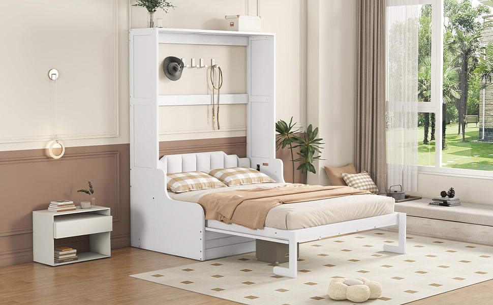 White murphy bed with storage