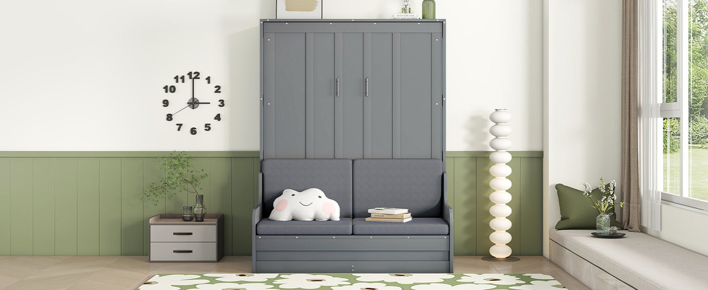 Gray Murphy bed with sofa