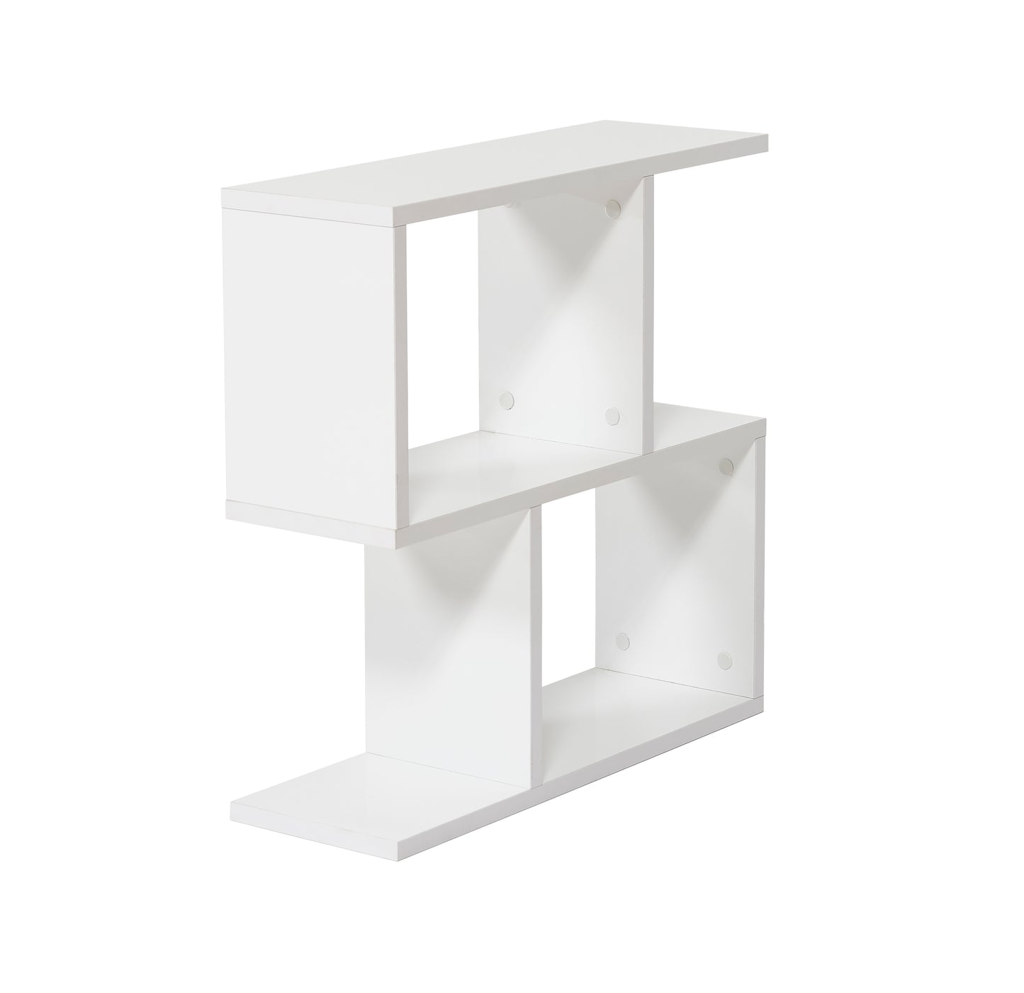 Modern white zigzag bookshelf with open shelves