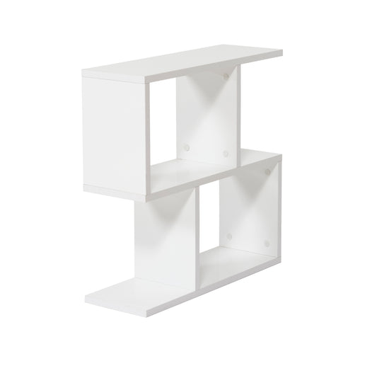 Modern white zigzag bookshelf with open shelves