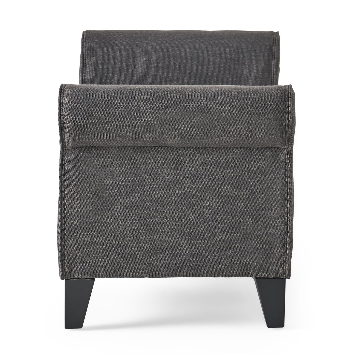 Modern dark gray upholstered bench with clean lines