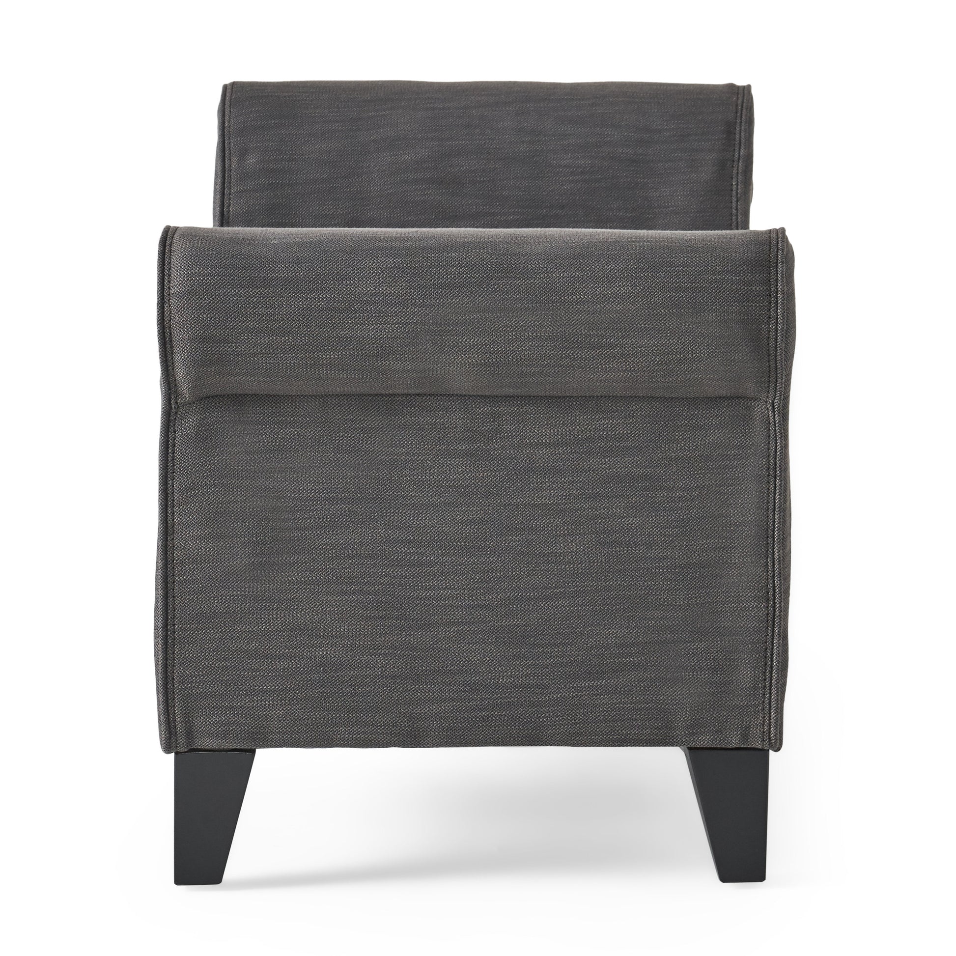 Modern dark gray upholstered bench with clean lines