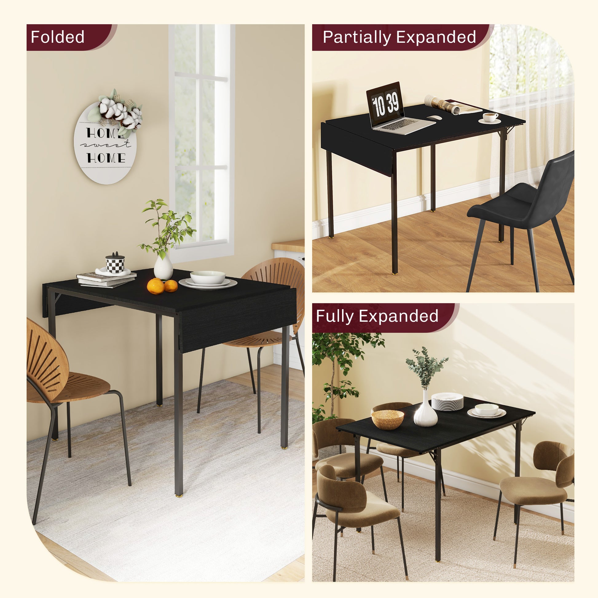 Folded black dining table