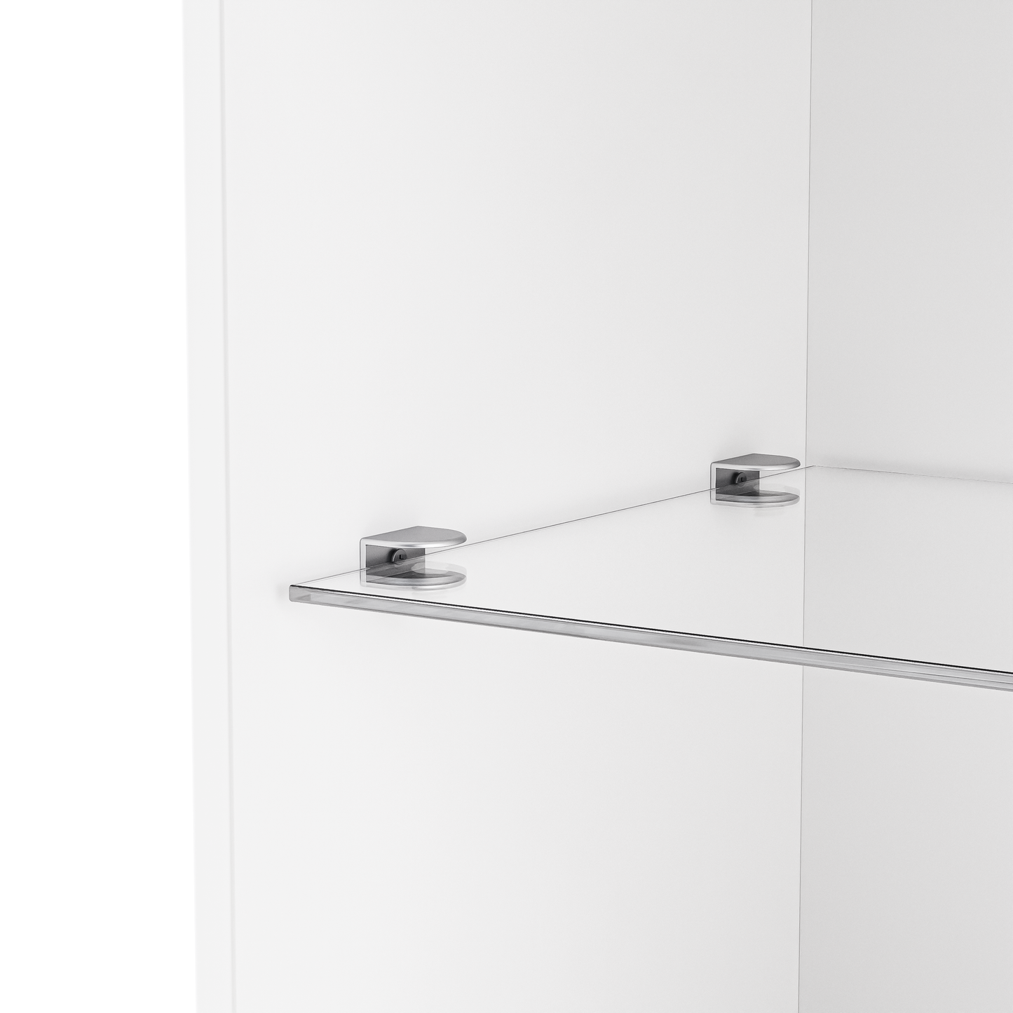Modern glass shelf with chrome supports