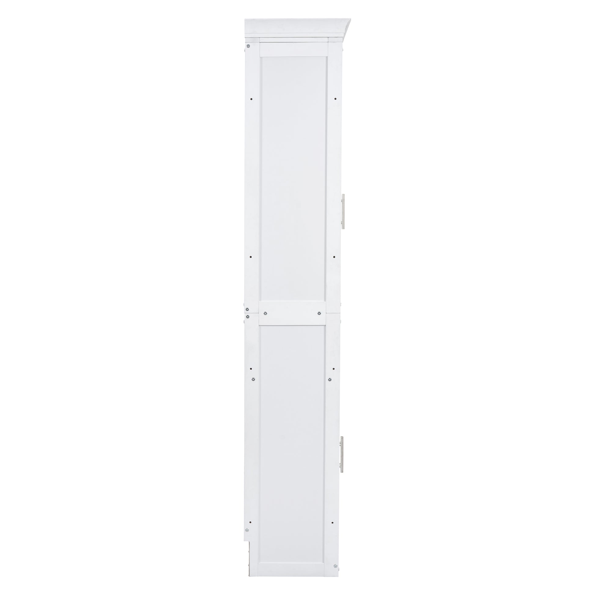 White wooden cabinet with silver handle