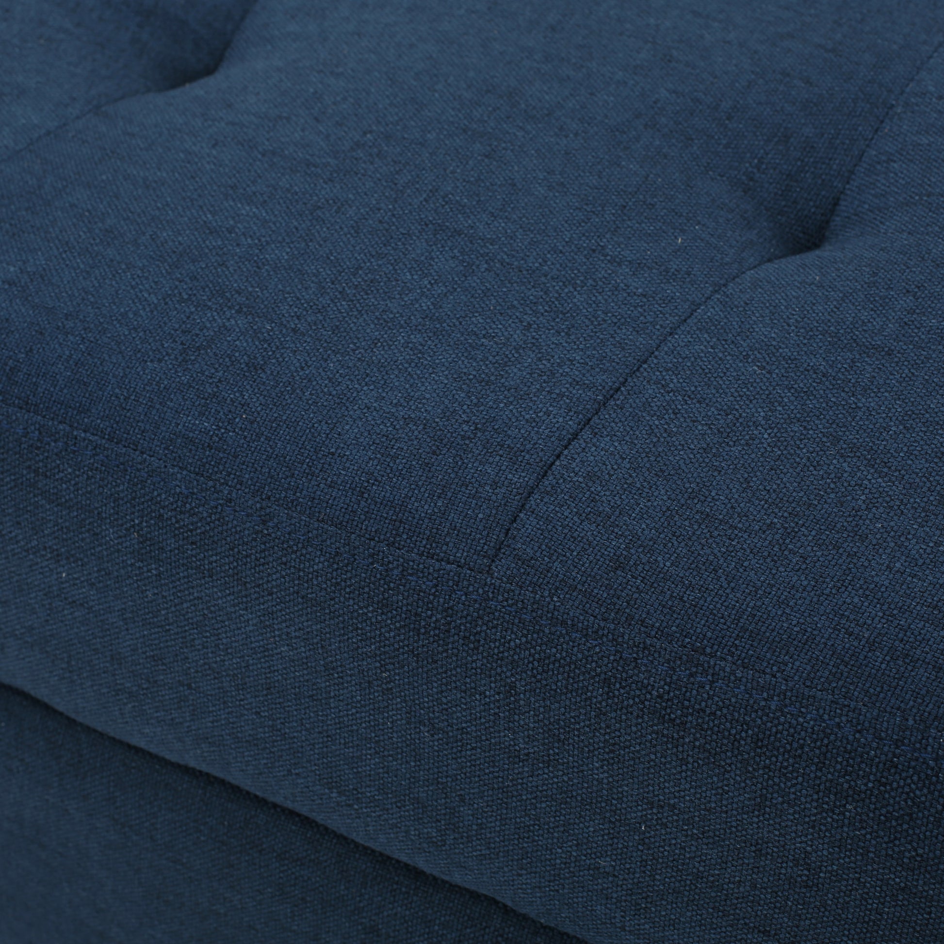 Deep navy blue linen upholstered tufted ottoman
