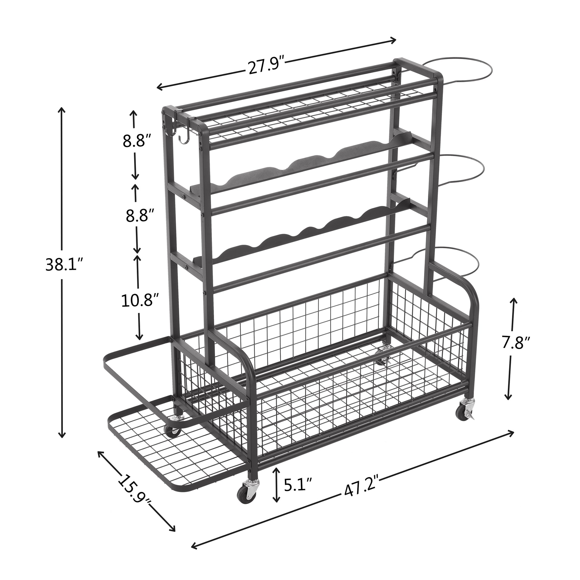 Multitier metal plant stand with wheels