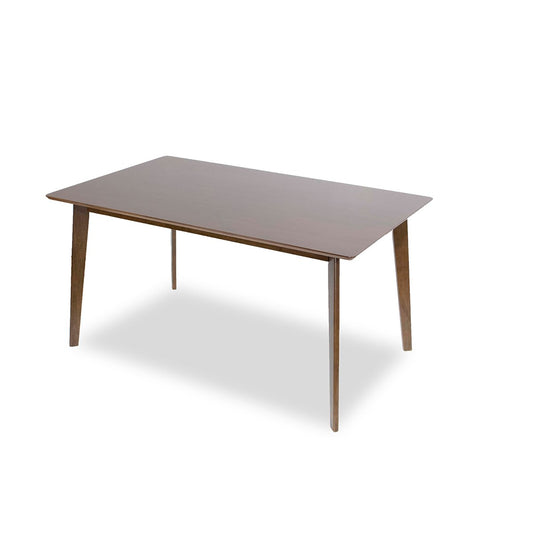Dark wood dining table with tapered legs