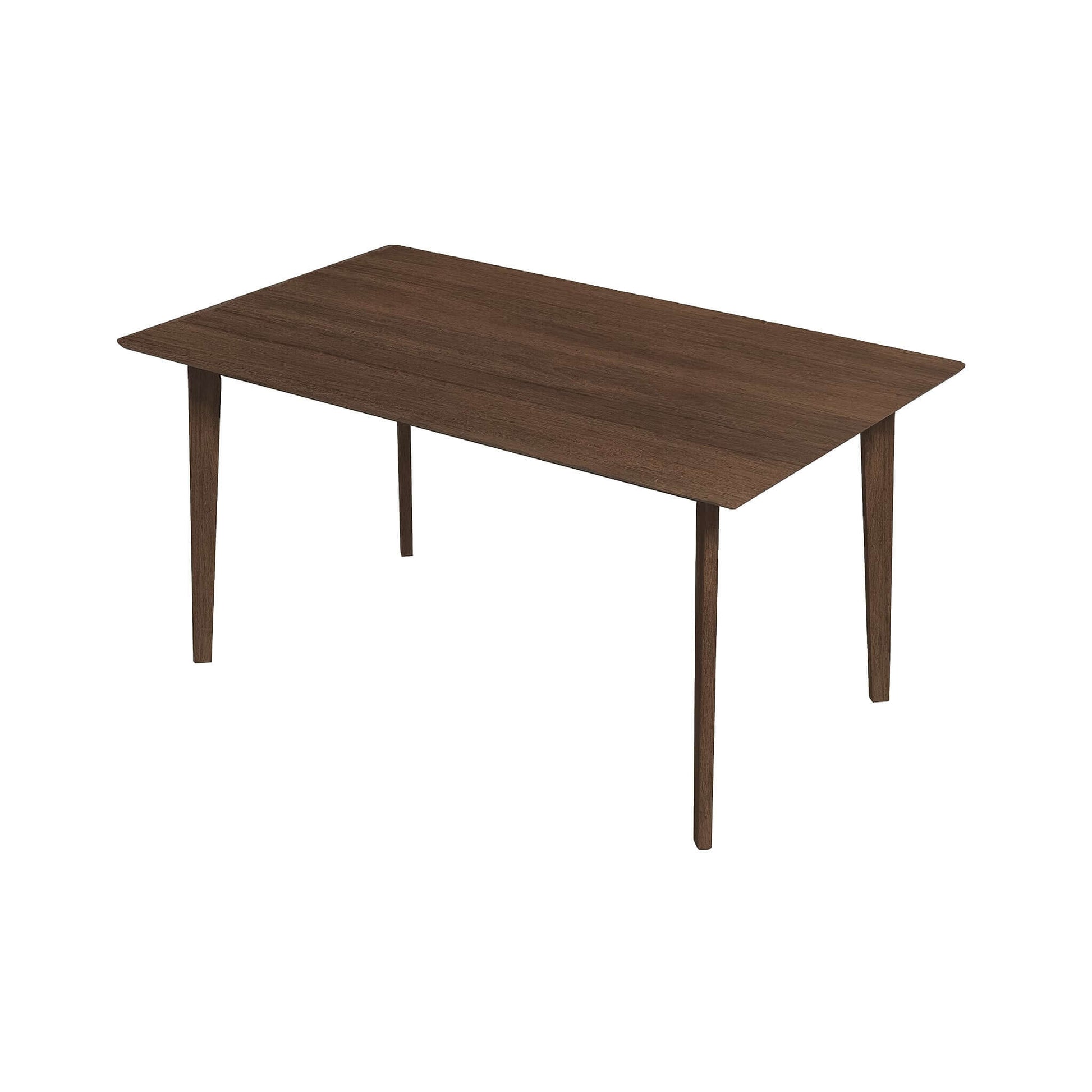 Dark wood rectangular dining table with tapered legs