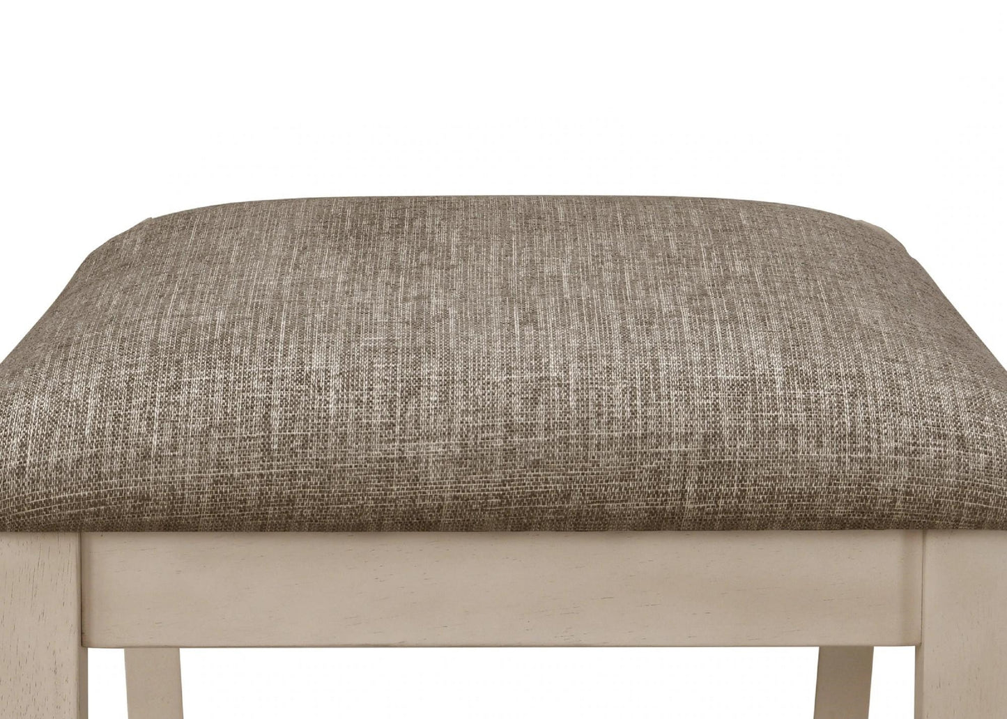 Textured beige upholstered bar stool seat