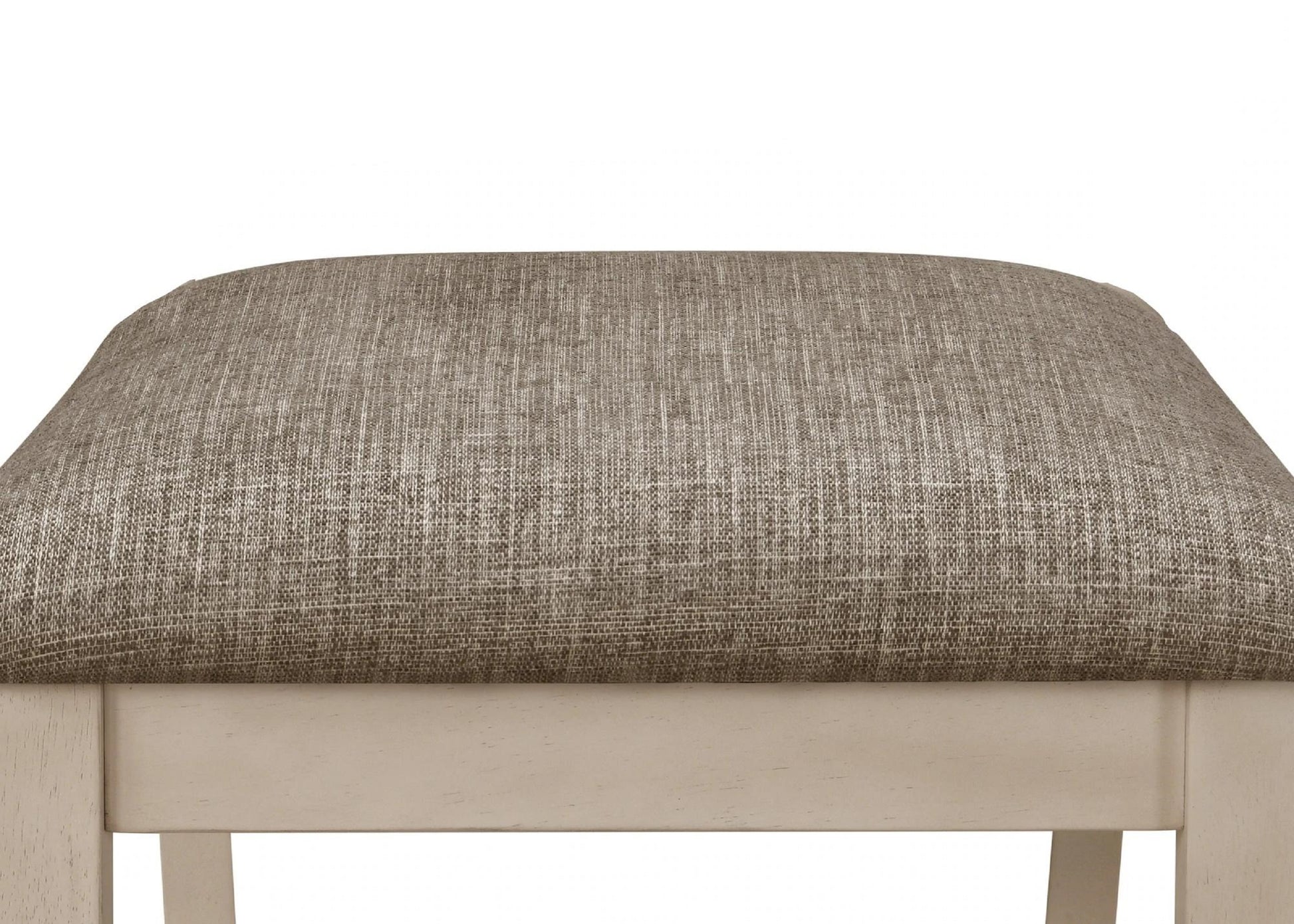 Textured beige upholstered bar stool seat