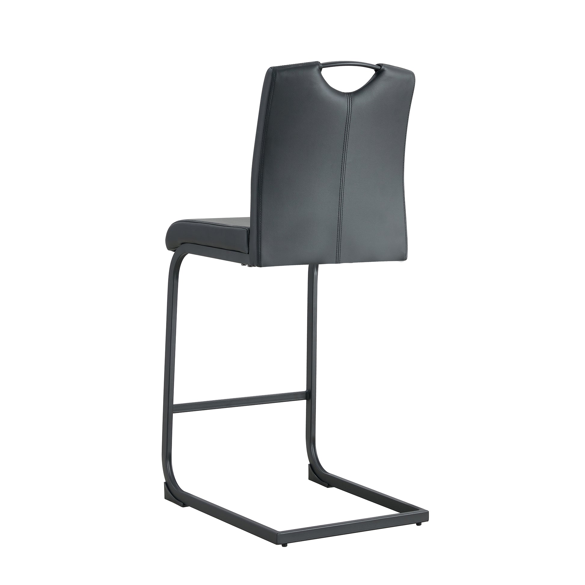 Dark gray faux leather bar stool with sleek cantilever base
