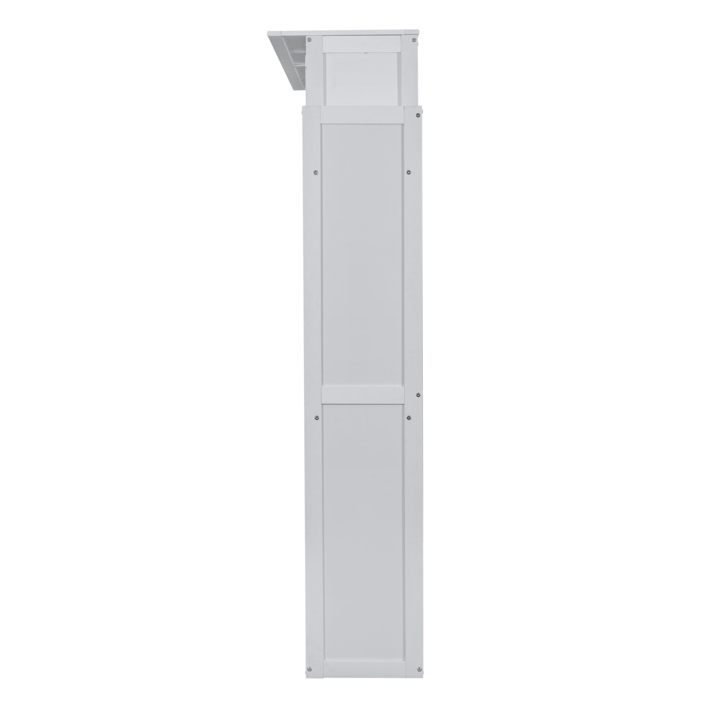 White tall bathroom cabinet side view
