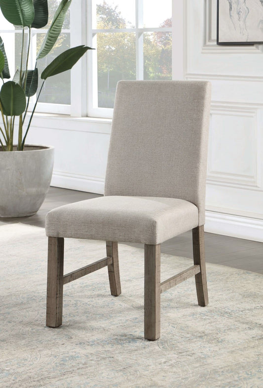 TREATLIFE HOME Set of 2 Upholstered Dining Chairs with Stretchers, Rustic Gray Finish Solid Wood, Contemporary Design