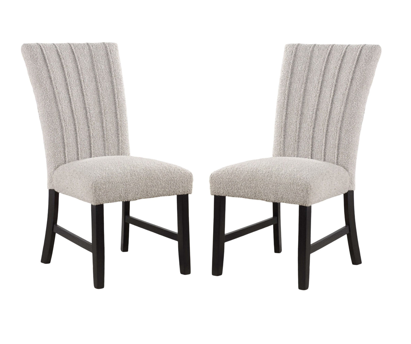 TREATLIFE HOME Set of 2 Contemporary Dining Chairs in Gray Boucle Fabric with Black Wooden Legs, Classic Parson Design