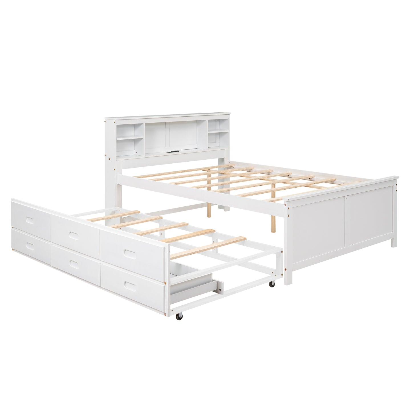 White twin storage bed with pullout trundle