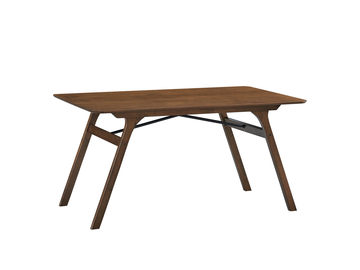 Midcentury modern wooden dining table with dark walnut finish and tapered legs